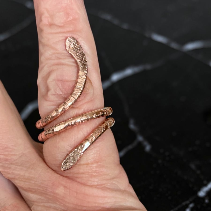 Solid Copper Snake Ring - Unisex, FREEPOST - All Sizes 