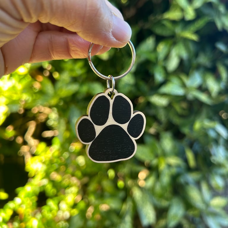 'Paw Print' Wooden Keyring