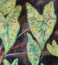 Green Caladium Leaves Tropical Plant  Botanical Watercolour Original Painting - Image 3