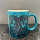 Blue glitter dachshund mug