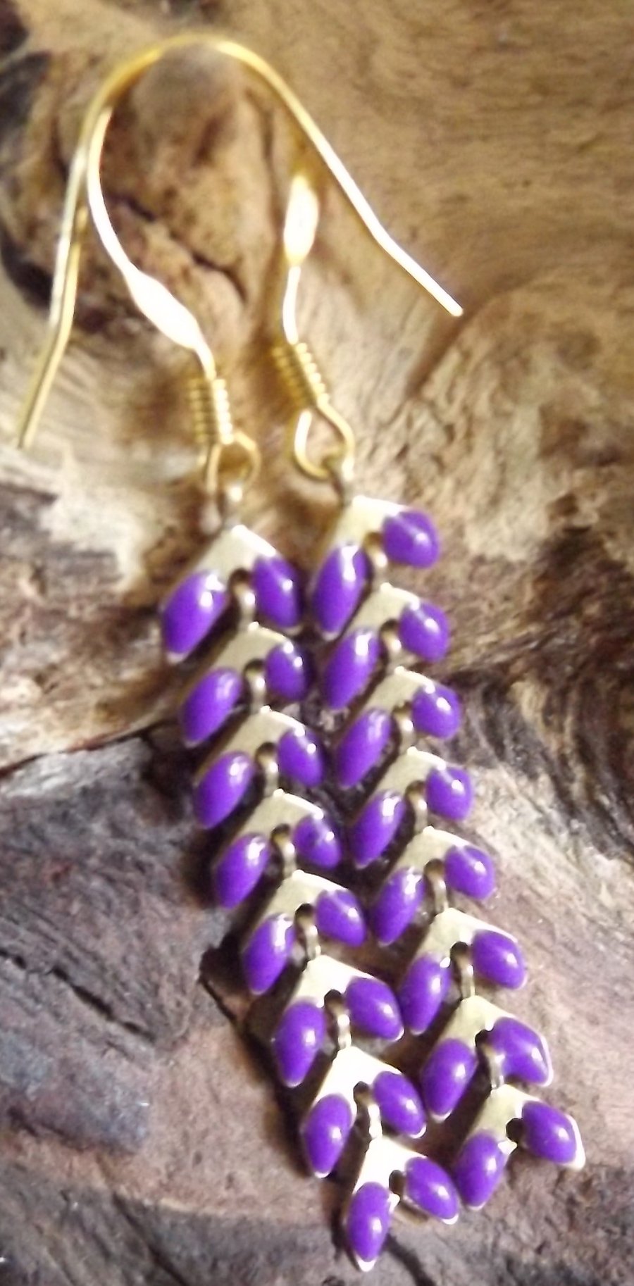 Purple enamel earrings