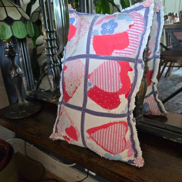 Pretty, hand made .shabby chic cushion