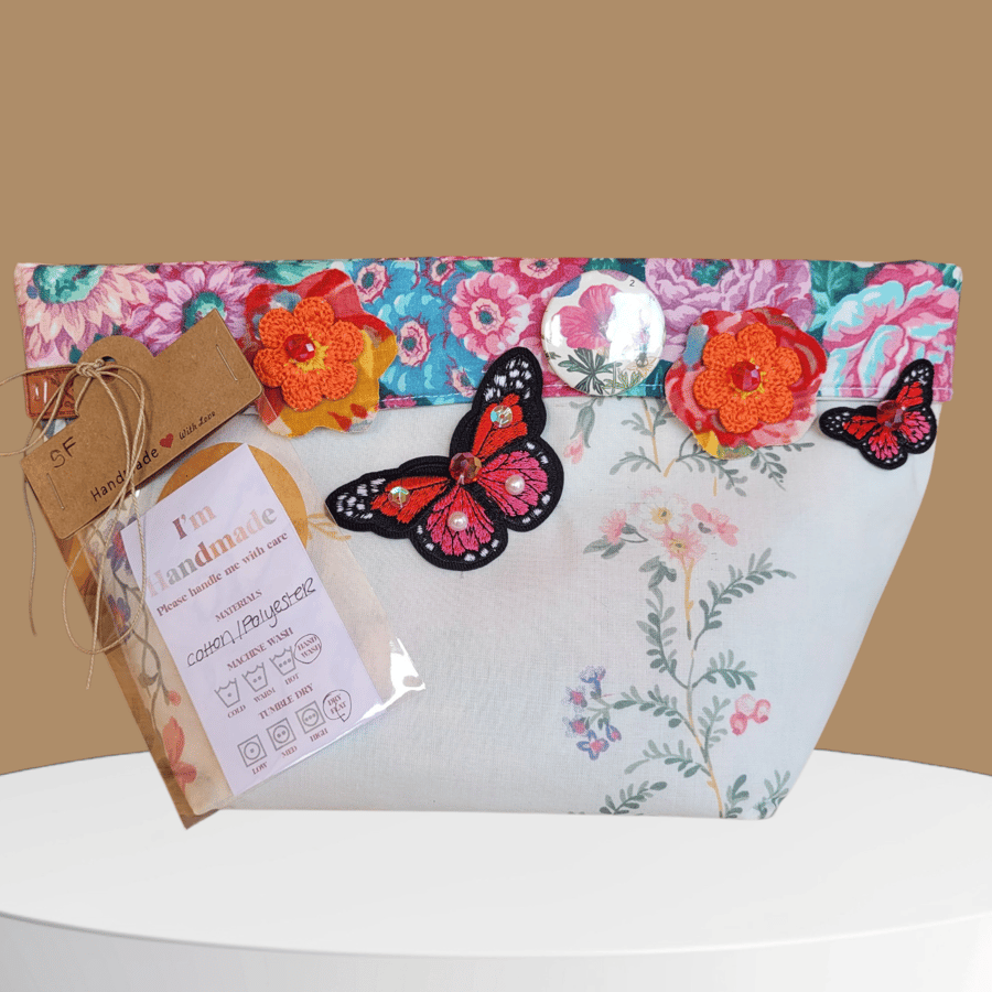 Upcycled Floral Storage Basket 