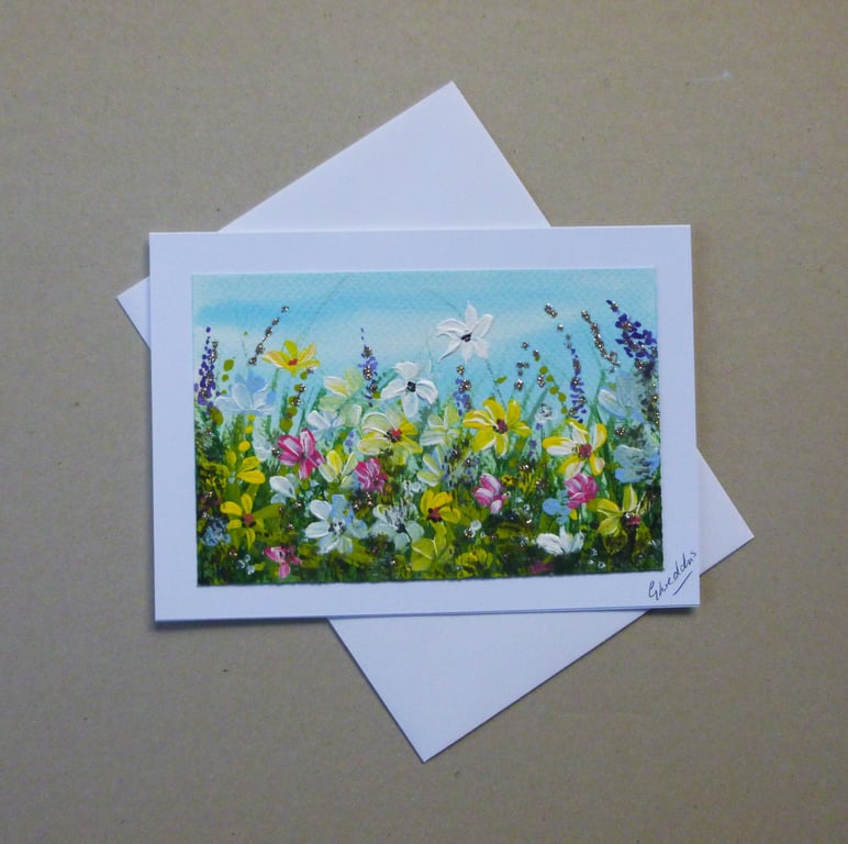 original art hand painted blank greetings card ( ref FA 307 B3 )