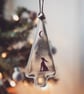 Moongazing Hare fused glass Christmas Tree Decoration, ornament, home decor, nat