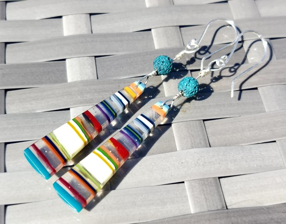 Surfite Sterling Silver .925 Earrings Handmade Jewellery Gift with Lava Beads