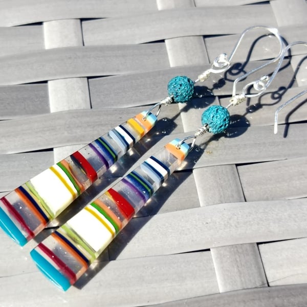 Surfite Sterling Silver .925 Earrings Handmade Jewellery Gift with Lava Beads