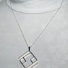 Eco silver handmade  square abstract necklace