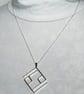 Eco silver handmade  square abstract necklace