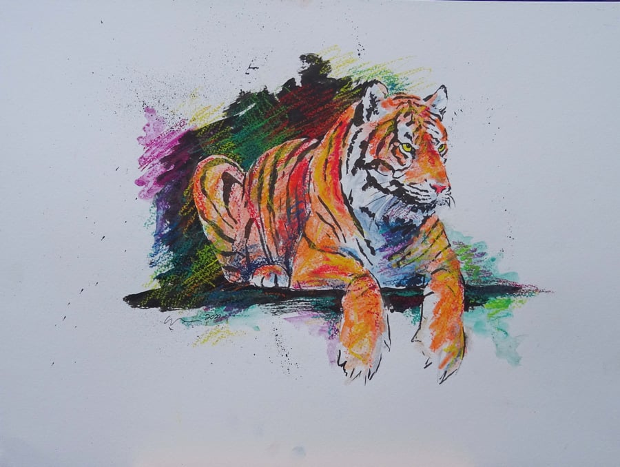 Tiger Watch Original Art Animal Painting OOAK