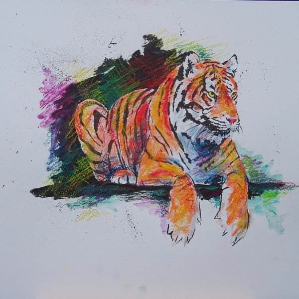 Tiger Watch Original Art Animal Painting OOAK