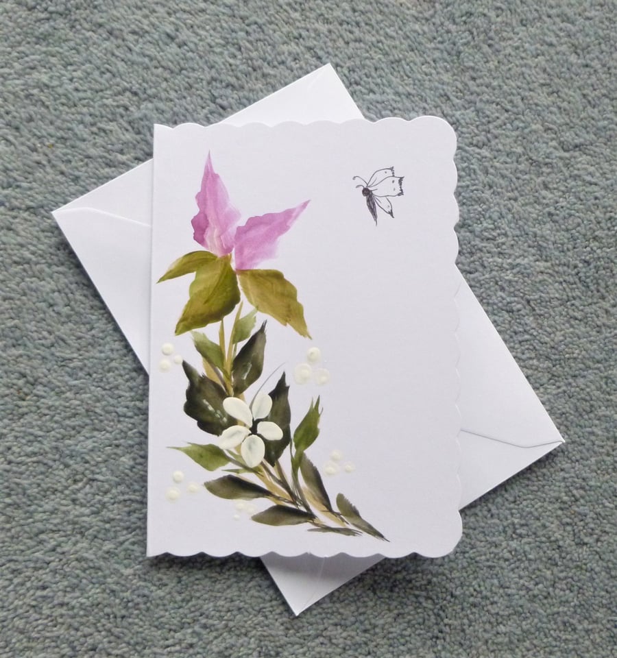hand painted original art blank greetings card ( ref F354.B2 )