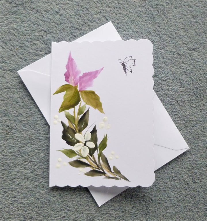 hand painted original art blank greetings card ( ref F354.B2 )