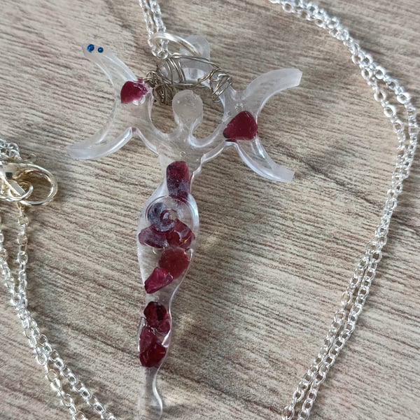Beautiful handmade triple moon goddess necklace  