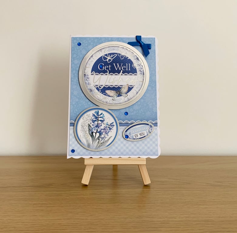 Handmade Silver Foiled Luxury 7" x 5" Get Well Card