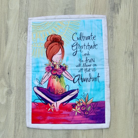 'Cultivate Gratitude' Inspirational Mini Quilt Wall Hanging or Table Topper