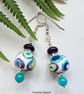 Hand Made Polymer Clay Beads, Howelite & Quartzite Earings.