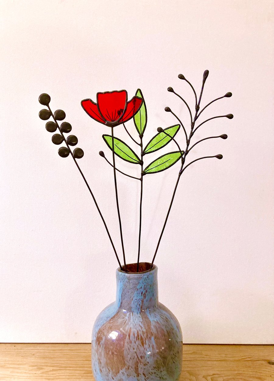 Stained Glass Wild Flowers, Everlasting Bouquet, Wildflower Arrangement