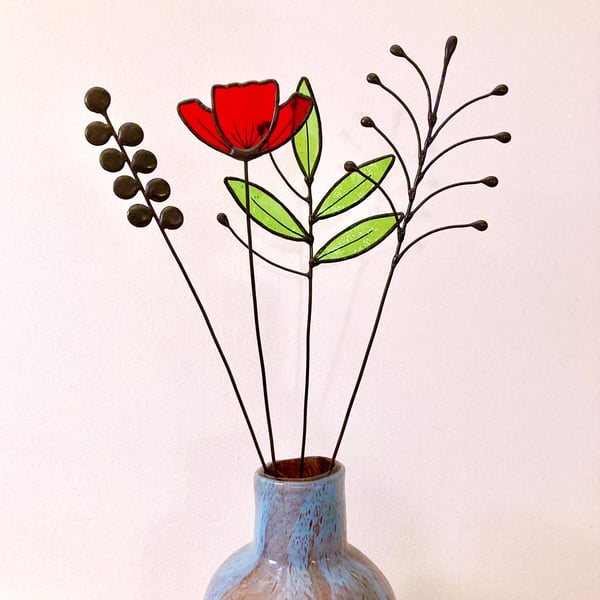 Stained Glass Wild Flowers, Everlasting Bouquet, Wildflower Arrangement