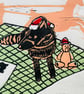 Christmas Lino Print, Christmas print, Christmas gift, writing to Santa.  - Image 2
