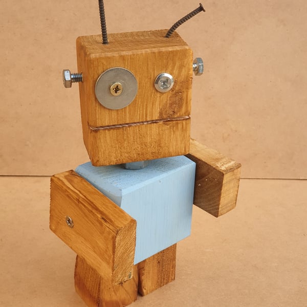 ScrapBots - Raisin. Ornamental Robot made from reclaimed Wood and fixings