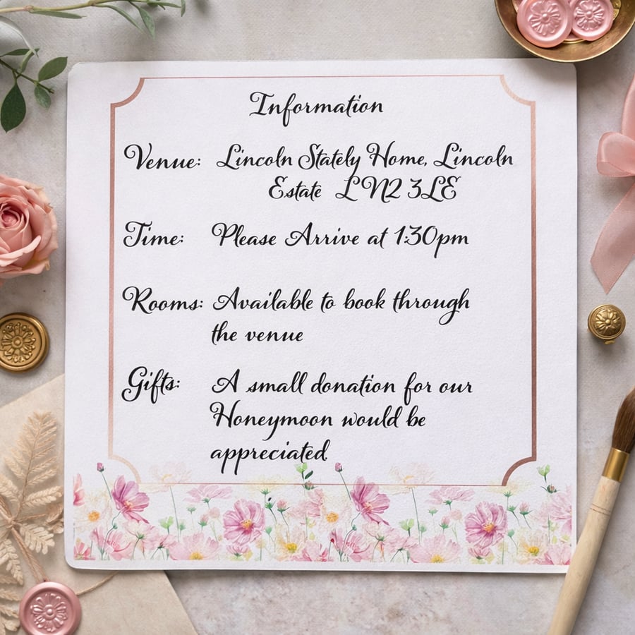 Painterly Floral Wedding Details Card – Information Insert