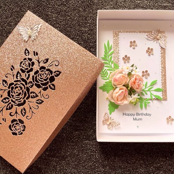 Handmade Personalised Birthday Card, Flower Birthday Card C069