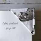 Grey Cat Fabric Corner Bookmark 