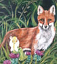 Fairy friends, original painting. Red Fox and fairy with scottish thistles.    - Image 5