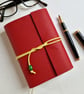 Florentine Red Leather Hand Bound Notebook, Journal or Sketchbook, A6 - Image 2
