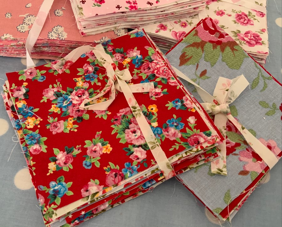 30 x 4.5” cotton fabric patchwork squares