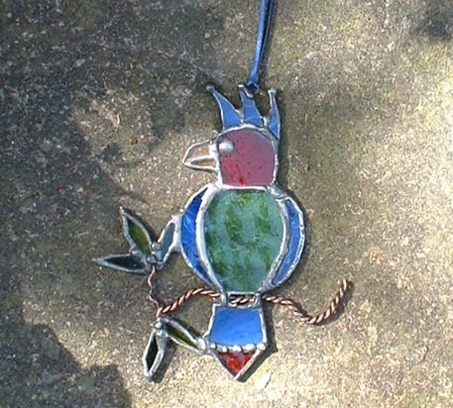 Stained Glass "King Parakeet" Suncatcher
