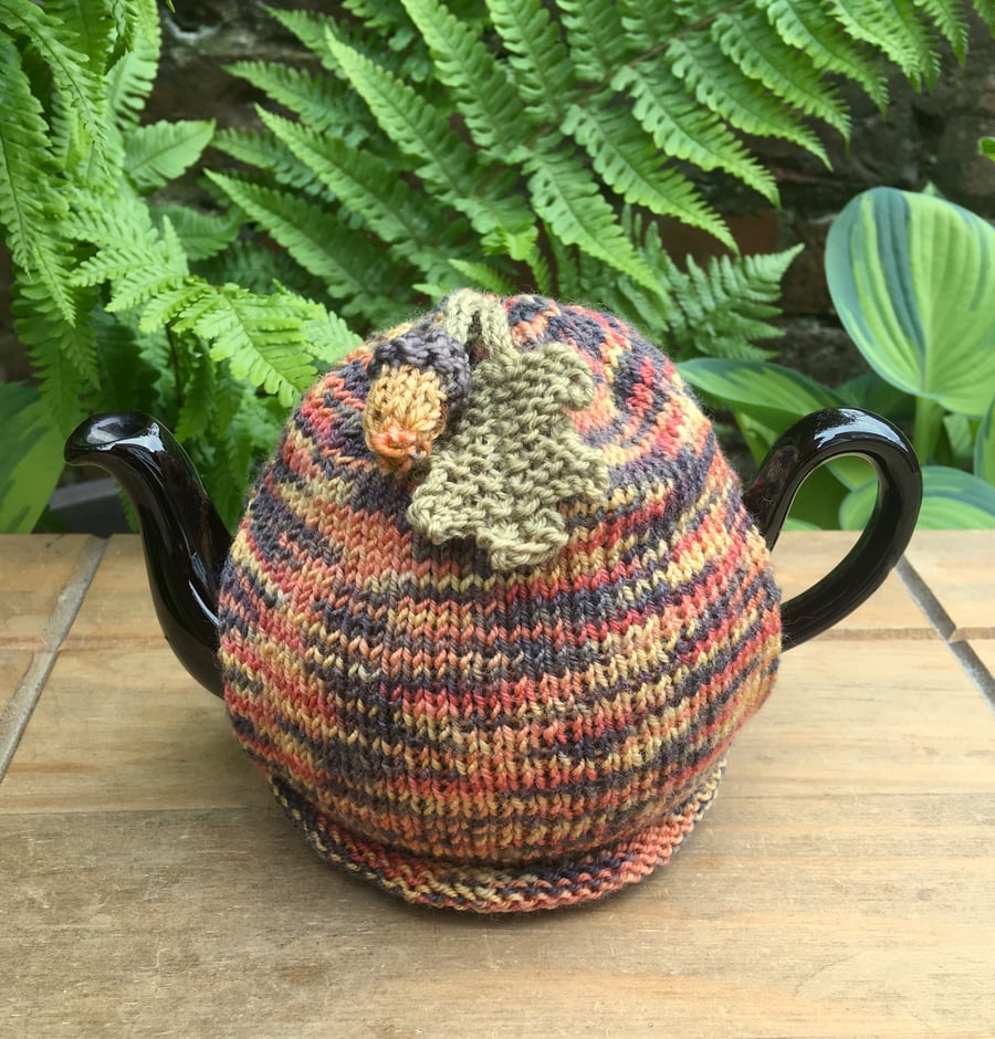 Small Autumn Themed Tea Cosy, One Cup Oak and Acorn Teapot Cosy