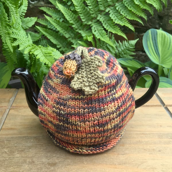 Small Autumn Themed Tea Cosy, One Cup Oak and Acorn Teapot Cosy
