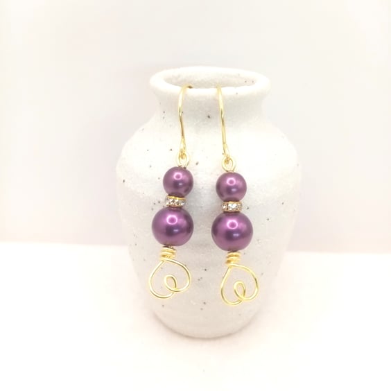 Pearl Earrings - Love Heart Pearl Drop Earrings - Boxed Gift