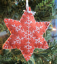Hand Embroidered Felt 'Gingerbread' Snowflake Tree Decoration - B - Image 2