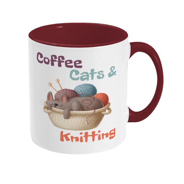 Coffee Cats and Knitting Mug