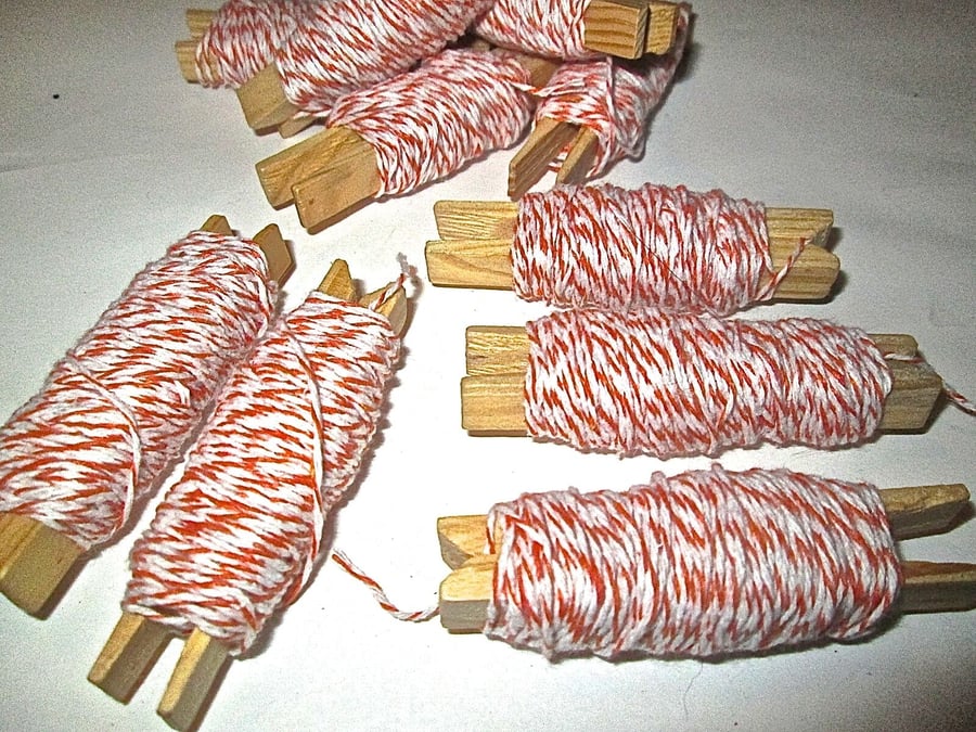 10mts Fine Orange And White Bakers Twine 