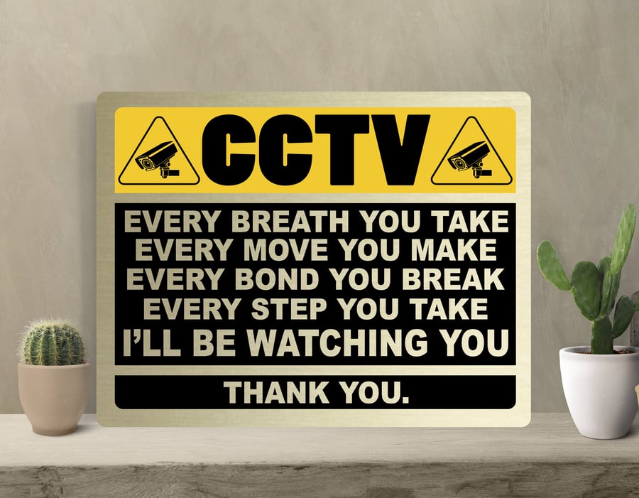 Funny CCTV Warning Metal Sign Gift Waterproof Garage Parking Outdoor The Police 