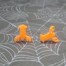 Small Orange Resin Lobster Stud Earrings