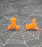Small Orange Resin Lobster Stud Earrings - Image 1