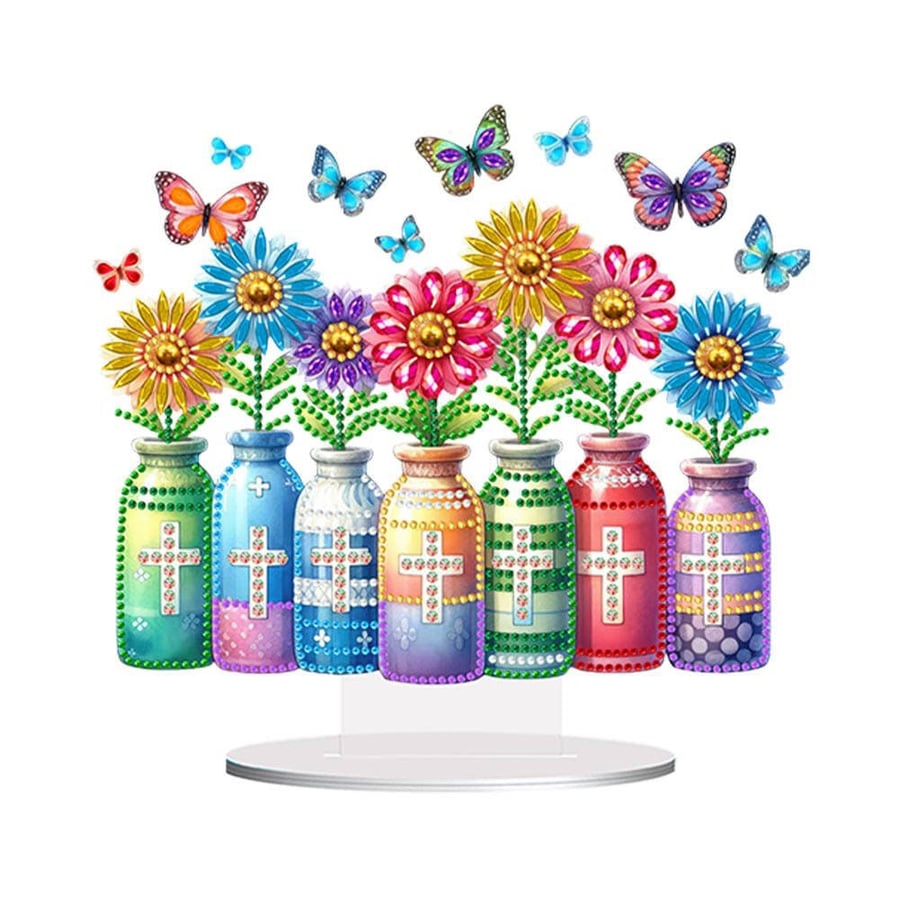 5D DIY Floral Cross Bottle Vases With Flowers Diamond Painting Kit Embroidery Rh