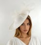 Off White Ivory Ecru Saucer Disc Kentucky Derby Fascinator Hat Royal Ascot Weddi - Image 1