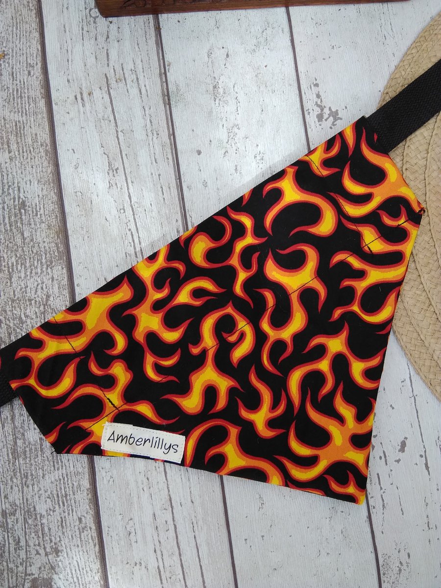Dog Bandana Flames Over the collar