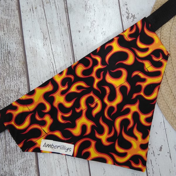 Dog Bandana Flames Over the collar