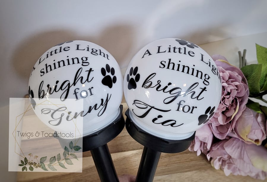 Personalised Memorial pet loss solar lights