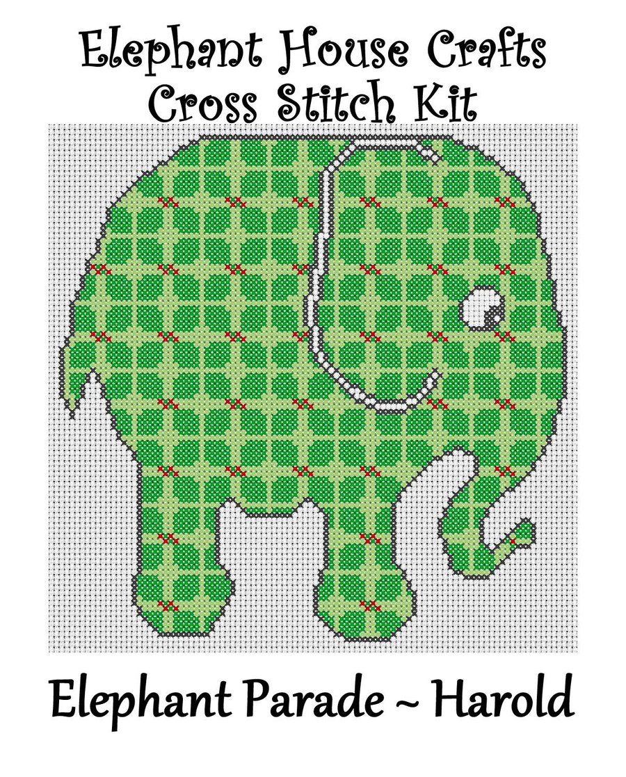 Elephant Parade Cross Stitch Kit Harold Size Approx 7" x 7"  14 Count Aida
