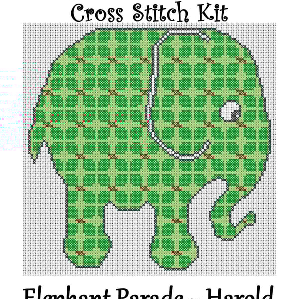 Elephant Parade Cross Stitch Kit Harold Size Approx 7" x 7"  14 Count Aida