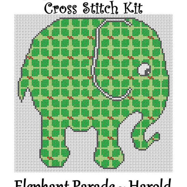 Elephant Parade Cross Stitch Kit Harold Size Approx 7" x 7"  14 Count Aida