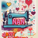Happy Birthday Nan Sewing Crafter Card A5